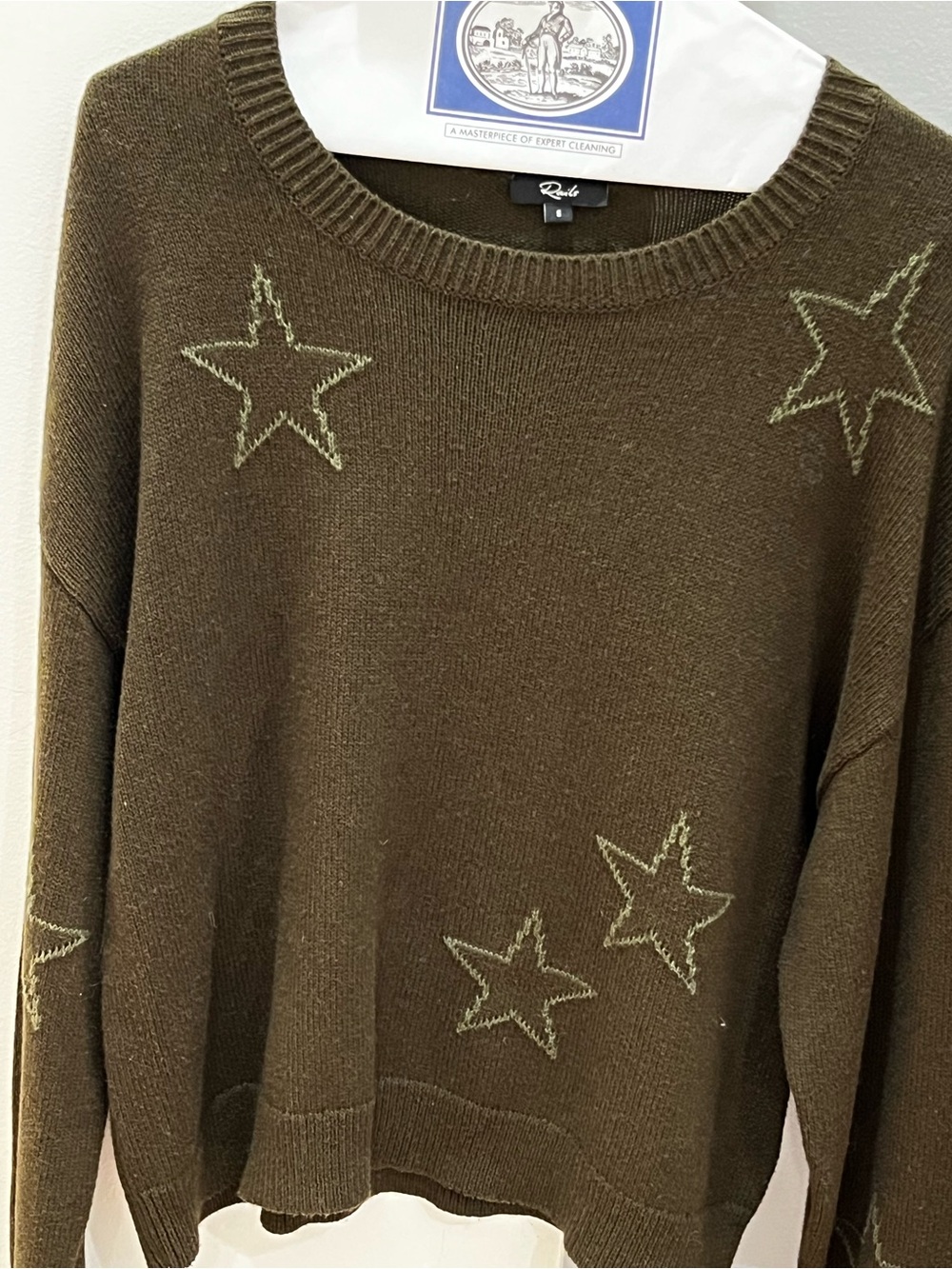 Rails Small Olive Green Perci Star Crewneck Sweater